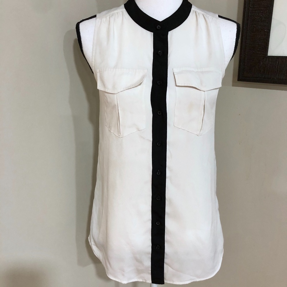 *J. CREW* White Sheer Button Down Sleeveless Top Size 0